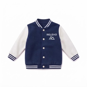 Veste coupe-vent matelassée bleu marine Relevo avec manches blanches, fermeture à boutons, doublure en coton, style hip-hop, vêtements d'hiver unisexes - Product Image 1