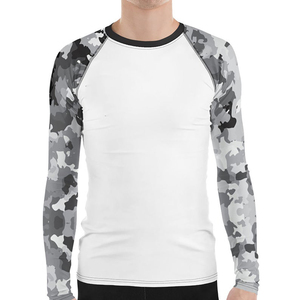 T-shirt de compression à manches longues pour homme, rashguard MMA, blanc, gris, imprimé camouflage, ajusté, anti-transpiration, vêtements de sport - Product Image 2