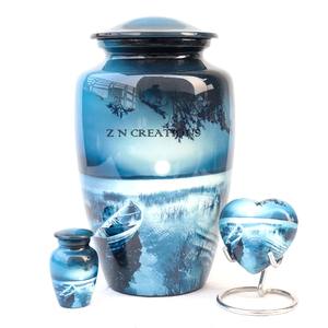 ผู้ผลิตโกศบรรจุอัฐิรูปเรือในภาพกลางคืนดวงจันทร์ โกศบรรจุอัฐิสำหรับบรรจุเถ้ากระดูกมนุษย์ โกศทองเหลืองทำมือตามสั่ง - Product Image 2