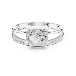 Anillo de Diamantes con Corte Radiante y Diseño de Marco, para Mujer, en Oro 10k/14k/18k/Plata, Joyería Fina Contemporánea de Doble Banda - Product Image 3