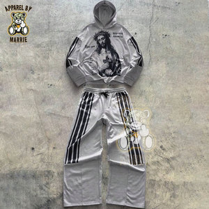 Conjunto de Sudadera con Capucha y Pantalones Deportivos de Algodón de Peso Medio, Marca Privada OEM, Impresión de Logotipo Personalizada, Ropa Deportiva Masculina de Alta Calidad - Product Image 3