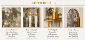 Luxury Venetian Baroque <b>Wall</b> <b>Sconce</b> Decorative <b>Wall</b> <b>Light</b> with Handcrafted Mirror Detailing, Elegant Brass Finish, - Product Image 4