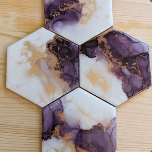 Modern Resin <b>Coaster</b> <b>Set</b> With Abstract Pattern Design For Coffee Table Decoration And Daily Drink Protection Solution - Product Image 1