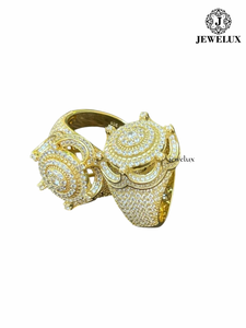 Best Price Jewelux Men's Gold Plated Cocktail <b>Ring</b> With <b>Crystal</b> Rhinestones Pave Setting Crown Shape Hiphop Style Jewelry - Product Image 4