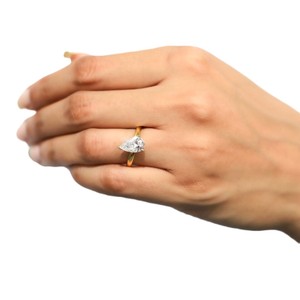 Anillo Solitario con Halo Oculto, Color DEF, Claridad VS VVS, Certificado IGI, Oro Sólido de 10K, 14K, 18K, Anillo con Diamante Cultivado en Laboratorio en Forma de Pera - Product Image 5