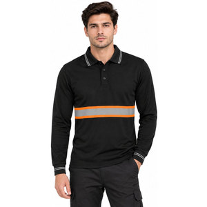 OEM |   Alta Visibilidad |   Camiseta de Seguridad Reflectante Negra de Manga Corta |   Camiseta de Trabajo Polo Económica para Seguridad Vial - Product Image 2