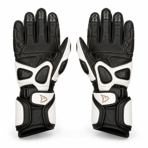 Guantes de Carreras de Cuero Completos con Protección de Palma de Fibra de Carbono, Transpirables, con Cierre de Velcro, Unisex, para Motociclismo - Product Image 2