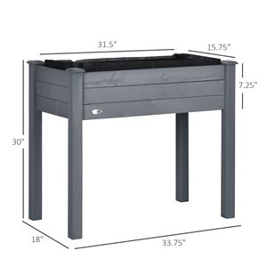 Fioriera in Legno Grigio Scuro da 34 Pollici con Design Classico e Fori di Drenaggio, Letto da Giardino Rialzato per Ortaggi, Erbe e Fiori da Giardino - Product Image 3