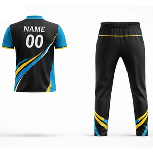 DAIZEN STAR Men's Blue Geometric Print Cricket Kit Short Sleeve Polo Shirt Matching Pants Lightweight Quick Dry All Seasons - Product Image 2