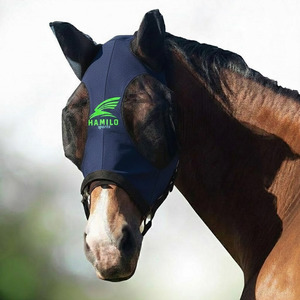 Masque anti-mouches pour chevaux, très vendu, protection UV, confortable, avec oreilles, respirant, élastique, avec couvre-yeux en maille - Product Image 6