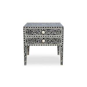 Mesa de Cajones con Incrustaciones de Hueso de ILAHI, con Base de Latón, Diseño Moderno, Detalles de Ágata, Almacenamiento de Tres Niveles, Mueble Portátil para el Hogar - Product Image 5