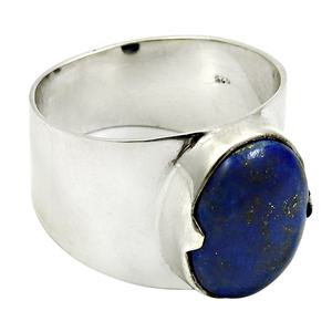 Anillo de lujo de estilo clásico de Plata de Ley 925 con piedras preciosas de lapislázuli natural para fiestas de cumpleaños exportador de joyería fina hecha a mano - Product Image 1