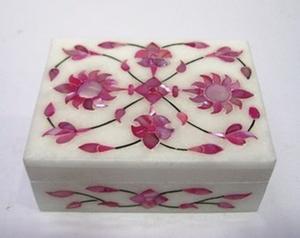 Boîte de luxe en marbre avec incrustation de nacre (MOP) – Boîte de rangement décorative artisanale en pierre pour bijoux, vente en gros - Product Image 2