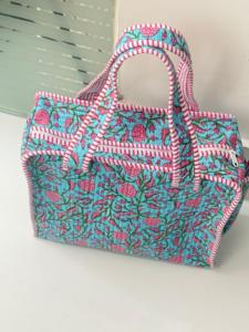 Sac fourre-tout matelassé en coton indien floral fait main, style bohème, pour le shopping, réutilisable, pour le marché quotidien, couleur personnalisable, collection Printemps - Product Image 3