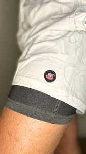 <b>Men's</b> <b>White</b> Board <b>Shorts</b> With Gray Waistband And Pink Logo <b>Shorts</b> Quick Dry Drawstring Swim Trunks Casual <b>Men's</b> Beach <b>Shorts</b> - Product Image 3