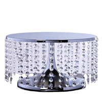 Radiance Présentoir à gâteaux en acier plaqué or avec pendentif en cristal artisanal, 14 pouces de diamètre, 8 pouces de hauteur, élégant pour desserts de fêtes et mariages