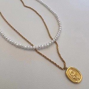 Collier classique pour femme, polyvalent, perles rondes de 3-4 mm, collier à double rang, chaîne de clavicule, accessoires de mode - Product Image 1