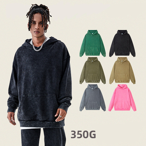 เสื้อสเวตเชิ้ตโอเวอร์ไซส์ผ้าฝ้ายเฟรนช์เทอร์รี่คุณภาพสูง ล้างสีแบบแอซิดวอช แบบหนาเรียบง่าย สไตล์สตรีทแวร์ คอกลม สำหรับผู้ชาย - Product Image 1