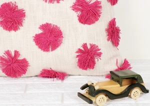 Housse de coussin carrée à fermeture éclair, 100% coton, tuftée à la main, texture brodée, moderne, ivoire rose, personnalisable, avec bordure à franges - Product Image 3