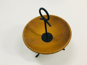 Handcrafted Wooden <b>Bowl</b> with Wrought Iron Feet and Handle <b>Wood</b> Serving <b>Bowl</b> for Kitchen Dining Room Living Room <b>Fruit</b> Display - Product Image 5