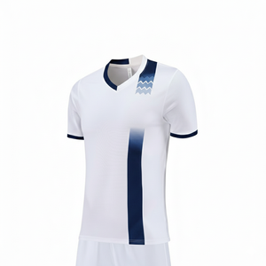 Conjunto de Camiseta de Fútbol Blanca con Cuello en V para Hombre, Manga Corta, Poliéster que Absorbe la Humedad, Diseño Degradado, Ajuste Regular para Todas las Temporadas - Product Image 5