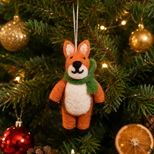 Handmade Needle Felted Fox Christmas Tree Hanging Ornament <b>Wool</b> Felt Animal Decoration - Product Image 1
