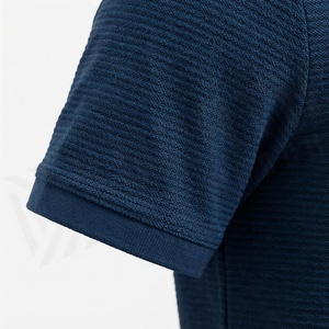 Polo en tricot à manches courtes pour homme avec fermeture éclair, design bicolore, séchage rapide, style décontracté, rayures bleu beige - Product Image 6