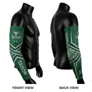 Manguito de compresión para brazo de cricket para hombre, de poliéster y spandex premium, 180 GSM, rojo y negro, con logo y nombre personalizados por sublimación - Product Image 6