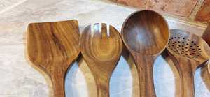 Ensemble d'ustensiles de cuisine en bois, design classique, écologique, durable, cuillère à long manche, idée cadeau de mariage - Product Image 5