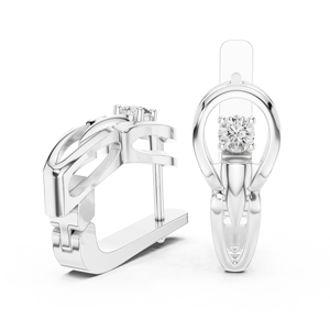 Pendientes Solitarios de Diamante Cultivado en Laboratorio, Corte Brillante Redondo, Chapados en Rodio sobre Oro Blanco de 14K, Estilo Minimalista, Lujoso y Contemporáneo - Product Image 2