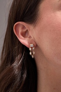 ต่างหูเพชรทรงหยดน้ำเจียระไนแบบมรกต ทอง 14K เพชรเพาะเลี้ยงในห้องปฏิบัติการ - Product Image 6