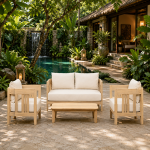 Modern Solid Acacia Wood Sofa Set with Cushions for Garden, Resort, Hotel & Villa - Product Image 6
