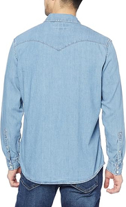 Chemise en jean décontractée pour homme de haute qualité, printemps-automne, manches longues, poche poitrine unique, col pointu - Product Image 6