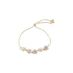 Pulsera de Cadena AMBER JEWELS T-2503 con Cristales de Imitación en Forma de Flor, Chapada en Oro de 10K, Certificada por IGI, Unisex, Linda, para Uso Diario - Product Image 4
