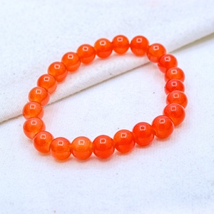 Pulsera de cuentas sueltas de cornalina roja natural pulida redonda al por mayor para fabricación de joyas Memoria Jewels - Product Image 3