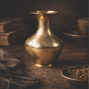 <b>Unique</b> geometric brass <b>vase</b> with a sleek metallic shine and modern minimalist design feel. Available at wholesale price - Product Image 2