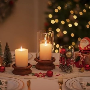 Porte-bougie en bois et verre de qualité supérieure pour la décoration de la maison, centre de table de mariage et intérieur, disponible à la vente - Product Image 2