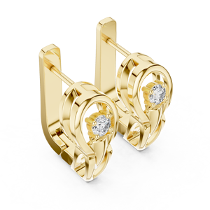 18K YELLOW GOLD Lab Grown 0.18ct Round Brilliant Cut Diamond Solitaire Oval <b>Frame</b> Luxury Contemporary Drop Earrings - Product Image 3