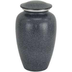 Charcoal Grey <b>Stone</b> Texture Cremation Urn with Silver Accent Ring for Adult Ashes Memorial - Product Image 1