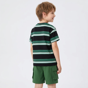 Vente en gros de vêtements décontractés pour garçons, ensemble de 2 pièces, imprimé animal, 100% coton, manches courtes, personnalisable, respectueux de la peau, de haute qualité - Product Image 5