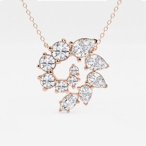 Colgante de Cadena con 3 Diamantes Cultivados en Laboratorio de Diferentes Formas, Diseño en Espiral, para Mujer, Elegante, Brillante, Joyería para Uso Diario - Product Image 4