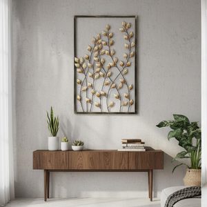 Décoration murale en fer en forme de feuille, sculpture murale en métal pour salon, chambre, bureau, entrée, couloir, à suspendre au mur - Product Image 5