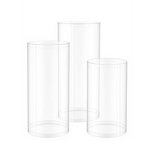 <b>Clear</b> Pedestal Stand Transparent Acrylic Lid 3PCS 23.62/29.53/35.43 Inch Cylinder Plinth Wedding Centerpieces <b>Table</b> Decorations - Product Image 1