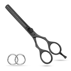 Tijeras de adelgazamiento de cabello negro profesional al por mayor hoja afilada de acero inoxidable de alta calidad para barberos y salones - Product Image 1