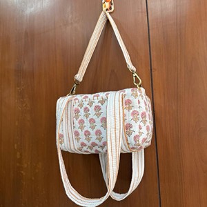 Floral Quilted Cotton <b>Duffel</b> <b>Bag</b> Women Bohemian Block Print Handmade Vintage Style Casual Travel <b>Bag</b> - Product Image 6