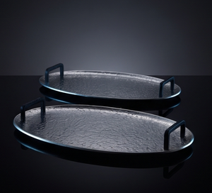 Plateau en métal lourd à surface texturée unique, moulé, pour cuisine et salle à manger, articles de table en stock - Product Image 1