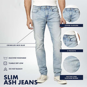 <b>Men's</b> Casual Canvas <b>Jeans</b> Fit Straight Mid Waist Ripped Streetwear <b>Drawstring</b> Closure Fleece Thickness Quick Dry Lightweight - Product Image 5