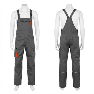 Pantalones de Trabajo para Hombre, 260 GSM, Sarga de Polialgodón, Gris y Negro, Paneles en Contraste, Múltiples Bolsillos, Logotipo Personalizado con Bordado e Impresión - Product Image 3
