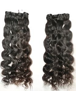 Machine à Double trame vierge brute en gros indienne Paquets de vague de corps de couleur noire naturelle Extensions de cheveux humains de temple non transformés - Product Image 2