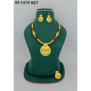 Gold Plated Brass Islamic Religious Jewelry Set for Women-Classic Stylish Design Engagement <b>Wedding</b> Eid Imitation Jewelry Sets - Product Image 2